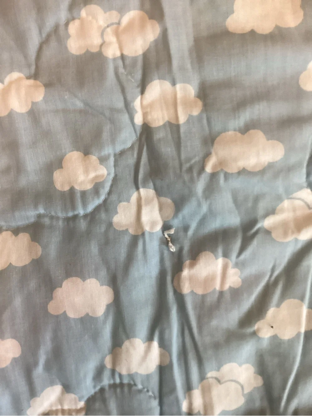 Handmade Rainbow Stripe Patchwork Quilt Light Blue Cloud Background Cottegecore